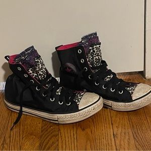 2009 y2k converse leopard print lace shoes